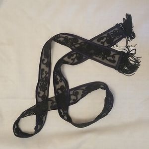 NWOT Coldwater Creek navy blue fringed sash / belt